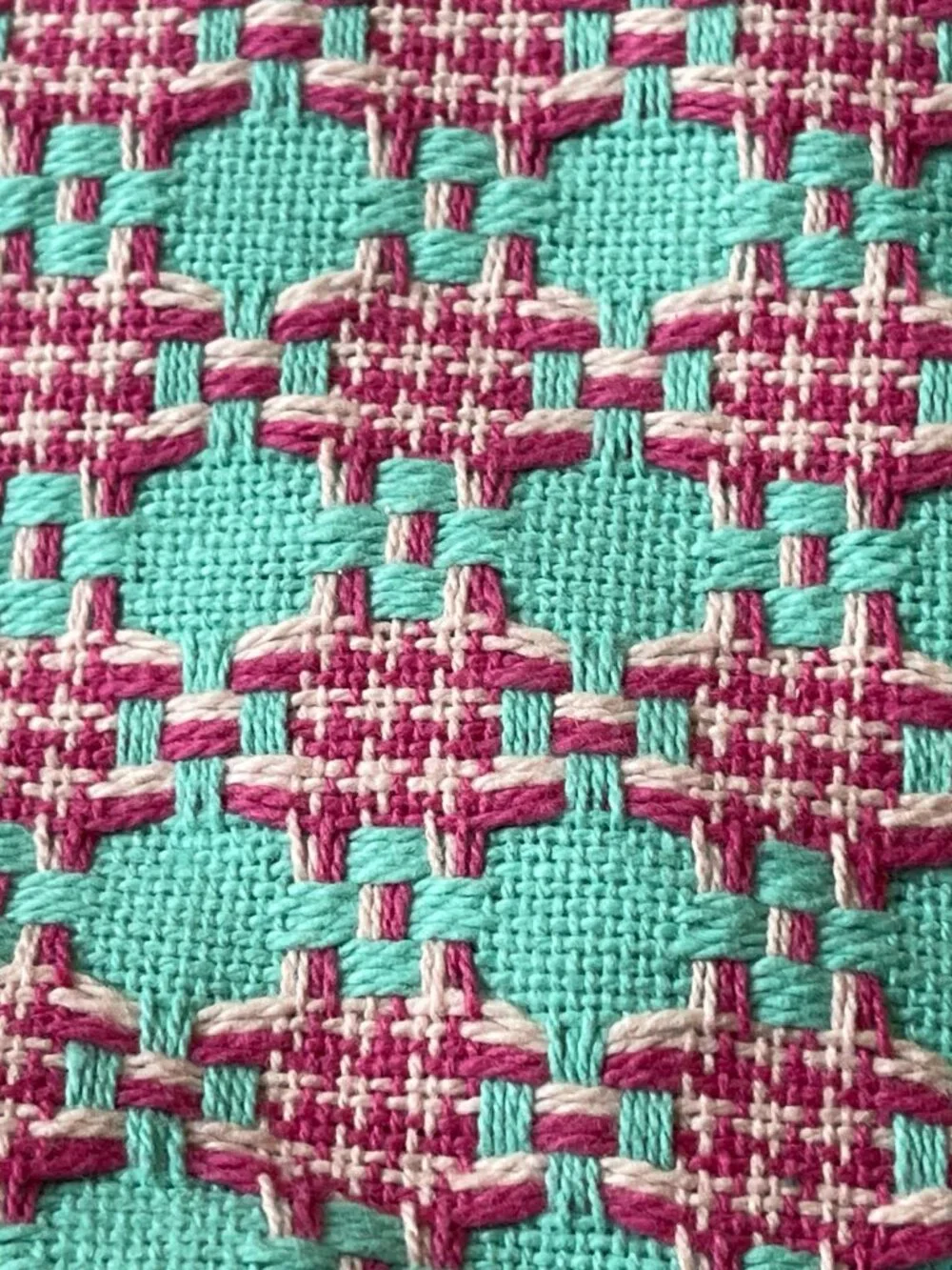 Anthropologie Aqua Pink Woven Geo Kitchen Towel -NEW - Theme: Textile Candy